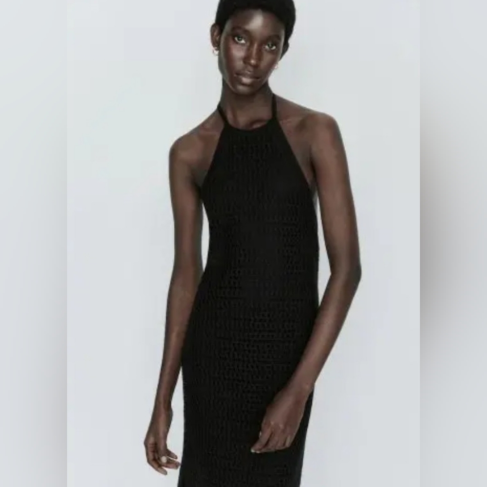 Massimo Dutti Crochet Halter Top Maxi Dress